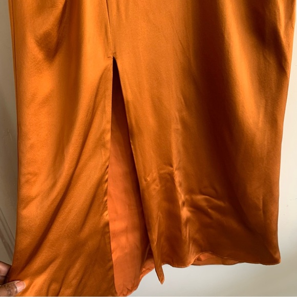 NICHOLAS ORANGE SILK MIDI SKIRT - Picture 6 of 16